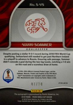 2018 Panini Prizm FIFA World Cup - Signatures Prizms Gold #S-YS Yann Sommer Back