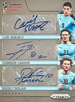 2018 Panini Prizm FIFA World Cup - Trio Signatures #TS-SCF Luis Suarez / Edinson Cavani / Diego Forlan Front