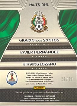 2018 Panini Prizm FIFA World Cup - Trio Signatures #TS-DHL Giovani Dos Santos / Javier Hernandez / Hirving Lozano Back