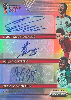 2018 Panini Prizm FIFA World Cup - Trio Signatures Prizms Silver #TS-RMS Cristiano Ronaldo / Joao Moutinho / Renato Sanches Front