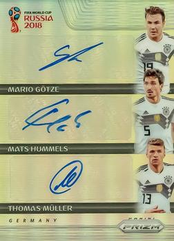 2018 Panini Prizm FIFA World Cup - Trio Signatures Prizms Silver #TS-GHM Mario Gotze / Mats Hummels / Thomas Muller Front
