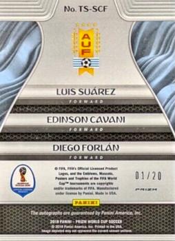 2018 Panini Prizm FIFA World Cup - Trio Signatures Prizms Silver #TS-SCF Luis Suarez / Edinson Cavani / Diego Forlan Back