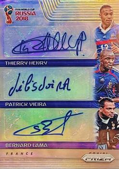 2018 Panini Prizm FIFA World Cup - Trio Signatures Prizms Silver #TS-HVL Thierry Henry / Patrick Vieira / Bernard Lama Front