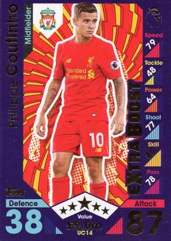 2016-17 Topps Match Attax Premier League Extra - Update Card - Extra Boost #UC14 Philippe Coutinho Front