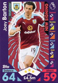 2016-17 Topps Match Attax Premier League Extra - New Signing #NS1 Joey Barton Front