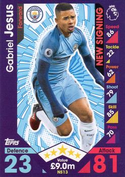 2016-17 Topps Match Attax Premier League Extra - New Signing #NS13 Gabriel Jesus Front