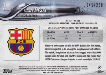 2017-18 Topps Chrome UEFA Champions League - Purple Refractor #1 Lionel Messi Back