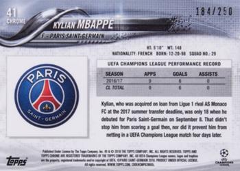 2017-18 Topps Chrome UEFA Champions League - Purple Refractor #41 Kylian Mbappé Back
