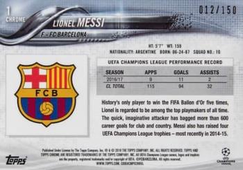 2017-18 Topps Chrome UEFA Champions League - Blue Refractor #1 Lionel Messi Back