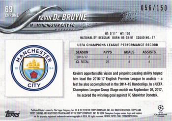 2017-18 Topps Chrome UEFA Champions League - Blue Refractor #69 Kevin De Bruyne Back