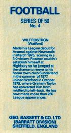 1983-84 Bassett & Co. Soccer #4 Wilf Rostron Back