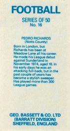 1983-84 Bassett & Co. Soccer #16 Pedro Richards Back