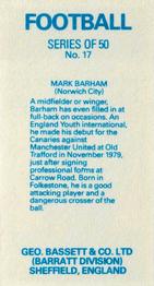 1983-84 Bassett & Co. Soccer #17 Mark Barham Back