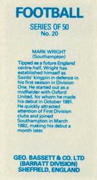 1983-84 Bassett & Co. Soccer #20 Mark Wright Back