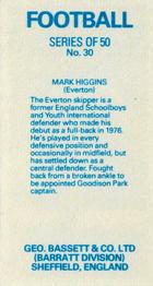 1983-84 Bassett & Co. Soccer #30 Mark Higgins Back