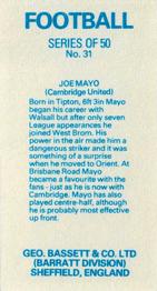 1983-84 Bassett & Co. Soccer #31 Joe Mayo Back