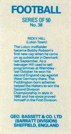 1983-84 Bassett & Co. Soccer #38 Ricky Hill Back