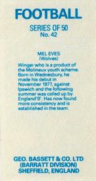 1983-84 Bassett & Co. Soccer #42 Mel Eves Back