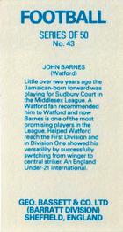 1983-84 Bassett & Co. Soccer #43 John Barnes Back
