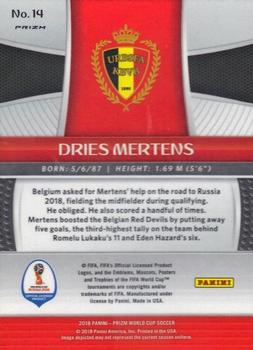 2018 Panini Prizm FIFA World Cup - Silver Prizm #14 Dries Mertens Back