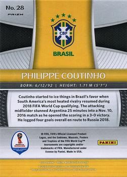 2018 Panini Prizm FIFA World Cup - Silver Prizm #28 Philippe Coutinho Back