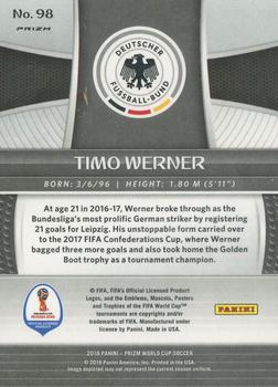 2018 Panini Prizm FIFA World Cup - Silver Prizm #98 Timo Werner Back