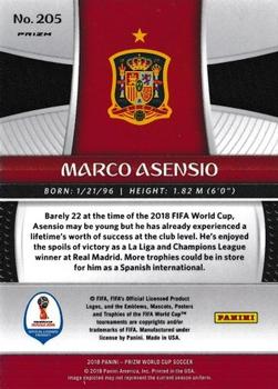 2018 Panini Prizm FIFA World Cup - Silver Prizm #205 Marco Asensio Back
