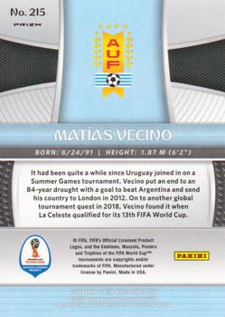 2018 Panini Prizm FIFA World Cup - Silver Prizm #215 Matias Vecino Back