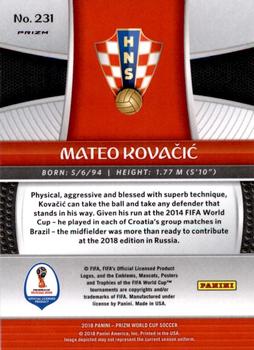 2018 Panini Prizm FIFA World Cup - Hyper Prizm #231 Mateo Kovacic Back
