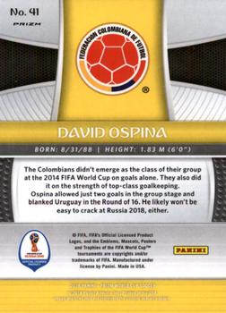 2018 Panini Prizm FIFA World Cup - Lazer Prizm #41 David Ospina Back