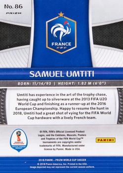 2018 Panini Prizm FIFA World Cup - Lazer Prizm #86 Samuel Umtiti Back