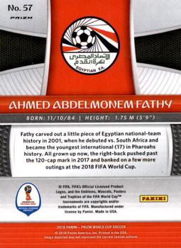 2018 Panini Prizm FIFA World Cup - Green & Orange Wave Prizm #57 Ahmed Fathy Back