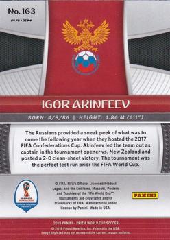2018 Panini Prizm FIFA World Cup - Green & Orange Wave Prizm #163 Igor Akinfeev Back