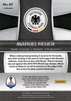 2018 Panini Prizm FIFA World Cup - Red & Blue Wave Prizm #87 Manuel Neuer Back