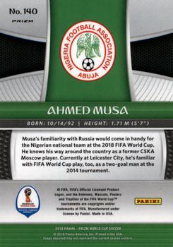 2018 Panini Prizm FIFA World Cup - Red & Blue Wave Prizm #140 Ahmed Musa Back