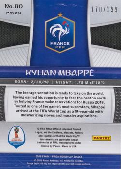 2018 Panini Prizm FIFA World Cup - Blue Prizm #80 Kylian Mbappé Back