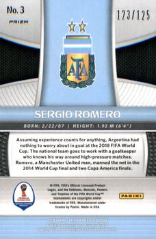 2018 Panini Prizm FIFA World Cup - Light Blue Lazer Prizm #3 Sergio Romero Back