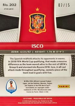 2018 Panini Prizm FIFA World Cup - Gold Lazer Prizm #202 Isco Back