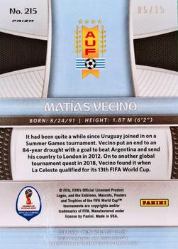 2018 Panini Prizm FIFA World Cup - Gold Lazer Prizm #215 Matias Vecino Back
