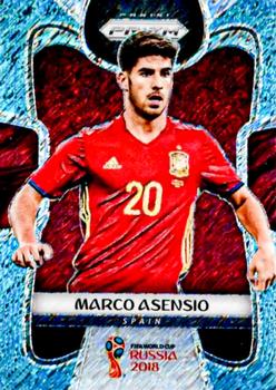 2018 Panini Prizm FIFA World Cup - Blue Shimmer Prizm (First Off The Line) #205 Marco Asensio Front