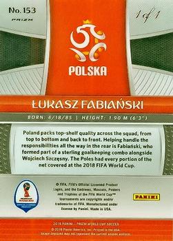 2018 Panini Prizm FIFA World Cup - Black Prizm #153 Lukasz Fabianski Back