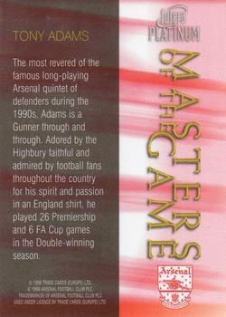 1999 Futera Platinum Arsenal Masters of the Game #NNO Tony Adams Back