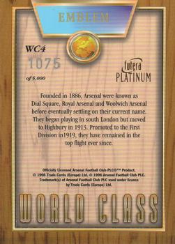 1998 Futera Arsenal World Class #WC4 Emblem Back
