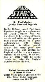 1978 Golden Wonder All-Stars #14 Paul Mariner Back