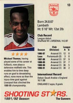 1991-92 Merlin Shooting Stars UK #13 Michael Thomas Back