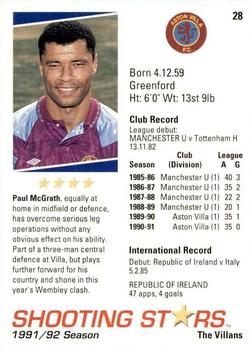 1991-92 Merlin Shooting Stars UK #28 Paul McGrath Back