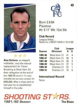 1991-92 Merlin Shooting Stars UK #49 Alan Dickens Back