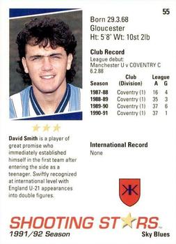 1991-92 Merlin Shooting Stars UK #55 David Smith Back
