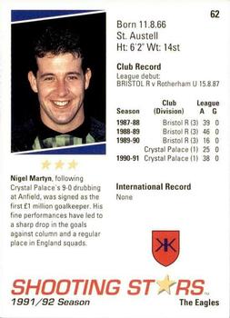 1991-92 Merlin Shooting Stars UK #62 Nigel Martyn Back