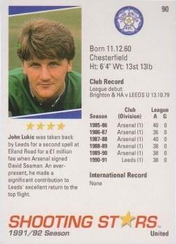 1991-92 Merlin Shooting Stars UK #90 John Lukic Back